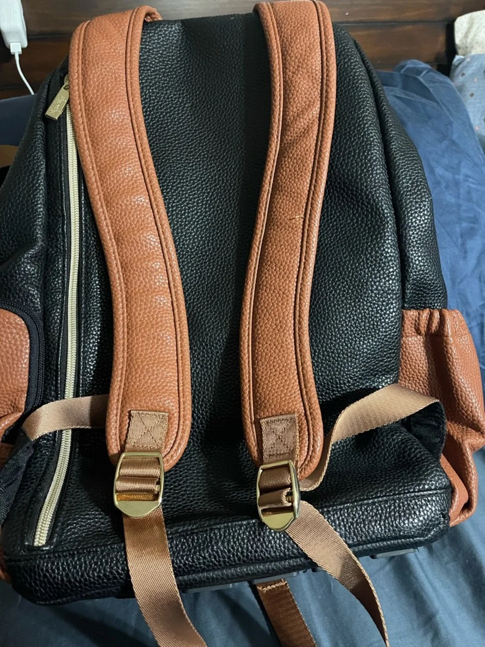 Itzy Ritzy Boss Plus Herringbone,White, black & Brown Diaper Bag Backpack